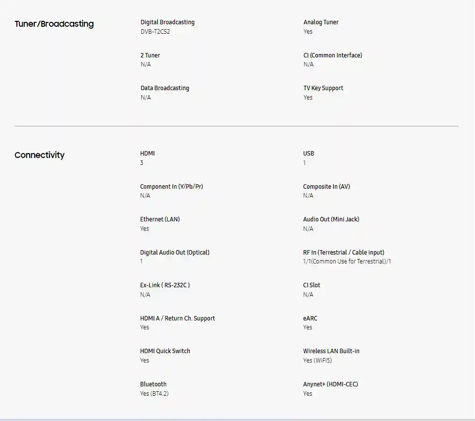 Samsung 50 inch 50AU7000 4K Crystal UHD Smart TV 