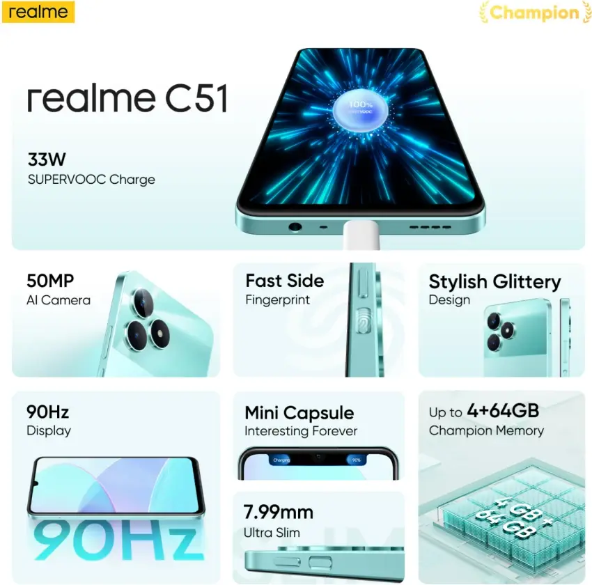 Realme C51 (4GB 64GB Android 13)