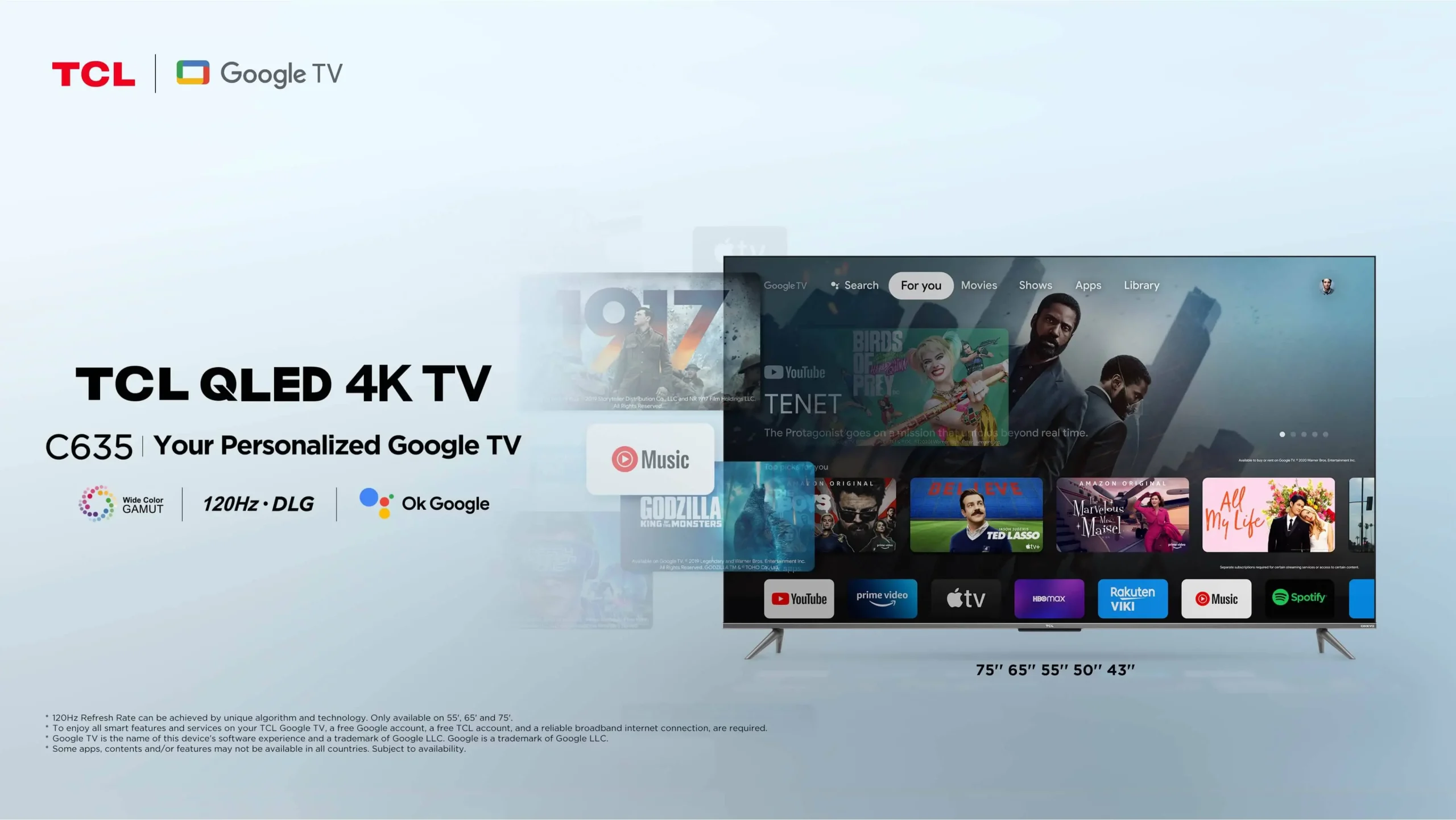 TCL QLED 55 Inch 55C635 4K Google TV