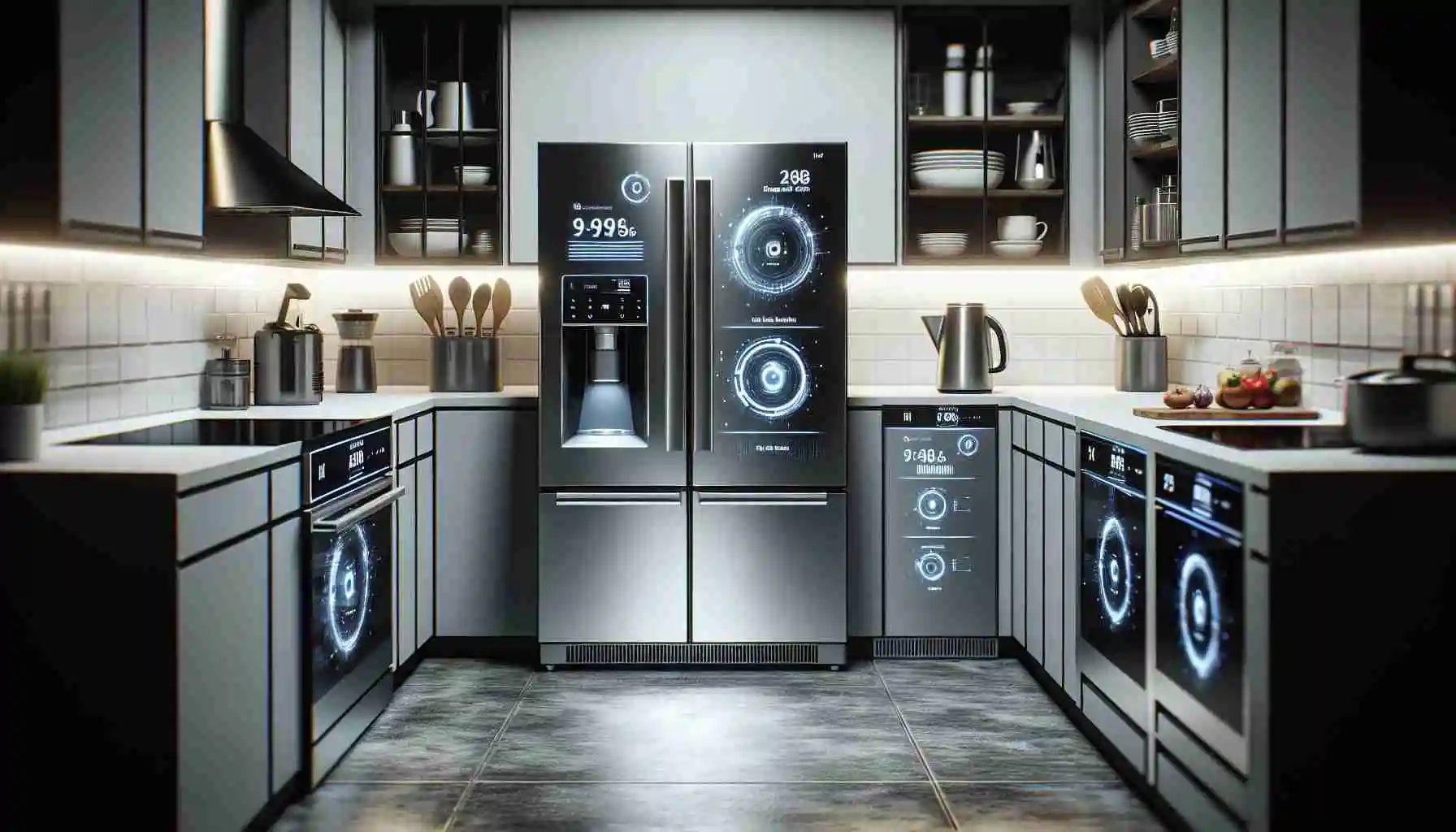 Modern kitchen equipped with a refrigerator and stove, representing innovative home appliances from kharido.com.pk