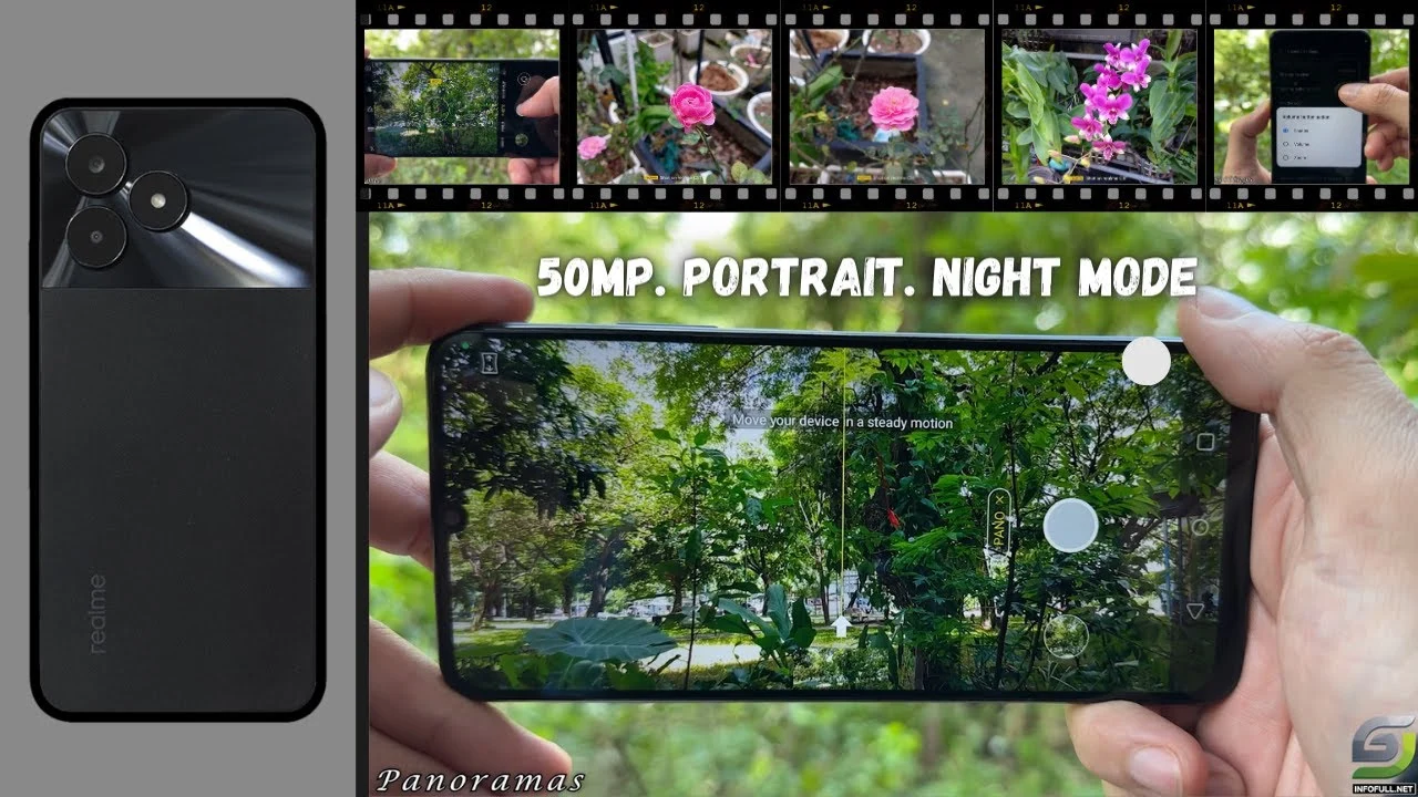 A smartphone in hand, showing "samp portrait night mode," representing the best mobile choices available under 25000.